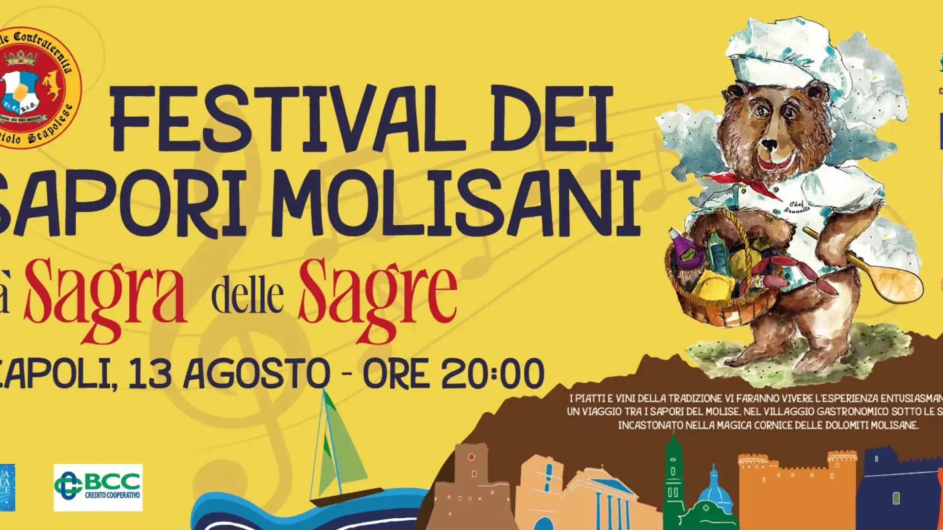 Scapoli: il 13 agosto il tradizionale “Festival dei Sapori molisani”.